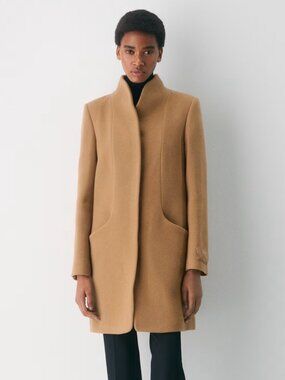 Aritzia Wilfred Cocoon Wool Mid-Length Coat, Taupe - Size XXS